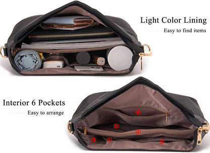 Large Crossbody Bags Ladies Shoulder Handbags Purse and Wallet Set for Women Hobo Purses Black