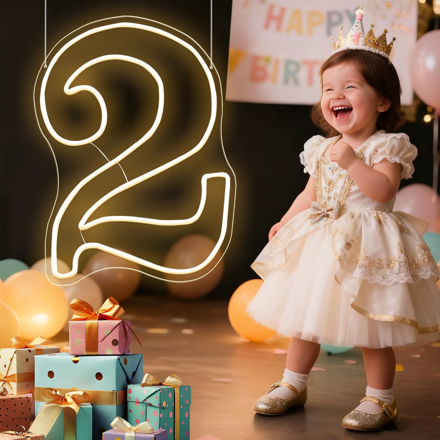 RUMONZS LED Acrylic Light up Number, Decorative Transparent Light up Letters USB Powered Big Number Sign Light for Birthday, Night Light, Party, Anniversary, Christmas, Home Decor, Wedding 11.8'' (number2)