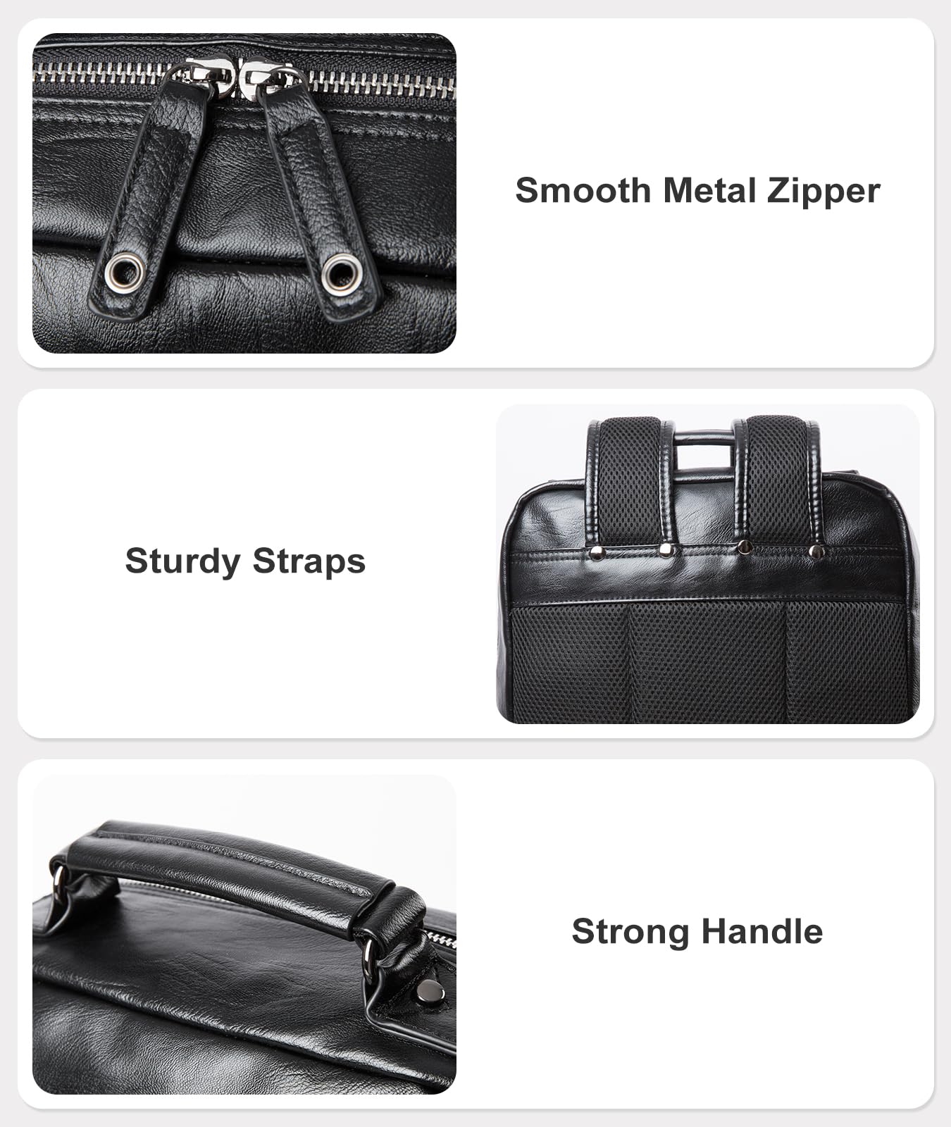 MOYYI Leather Backpack fits 15.6 Inch Laptop Vintage Backpack Waterproof Flap Bookbag for Men Leather Travel Backpack for Men Casual Knapsack Black