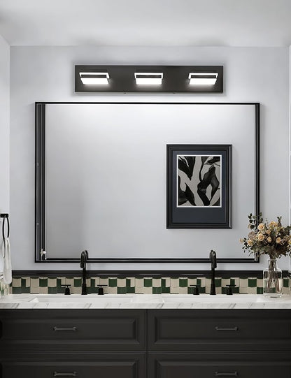 VOLISUN 5CCT Bathroom Light Fixtures Over Mirror, Dimmable, 360°Rotatable Head, 24 inch, 3 Light Bathroom Vanity Light Fixtures, Black LED Vanity Lights for Bathrooms-ETL Certificated