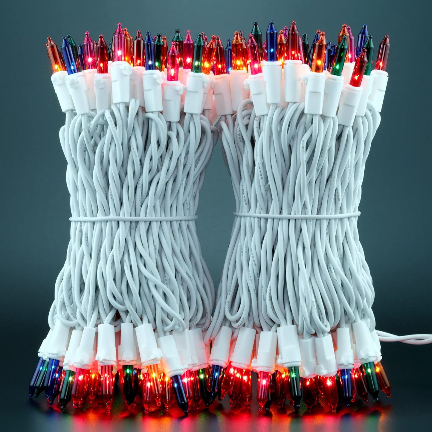 YULETIME 200 Multicolor Christmas String Light, 2-Set 33' 100 ct White Wire