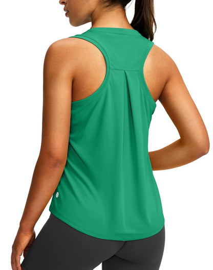 Women's Workout Tops Racerback Athletic Tank Tops Sleeveless Loose Fit Yoga Running Gym Shirts for Women(Green,S)