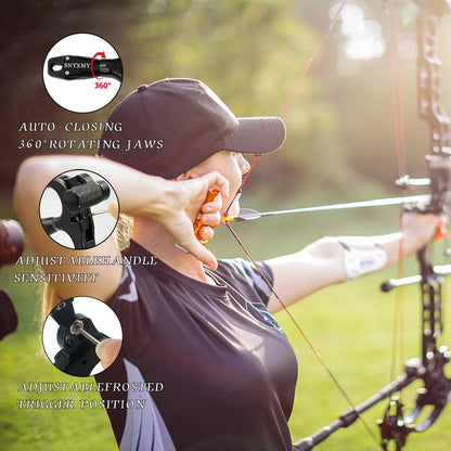 sntxmy Bow Release for Compound Bow, Archery Release Trigger, Compound Bow Release, Thumb Release. (3 Finger Bow Release, Light Red)