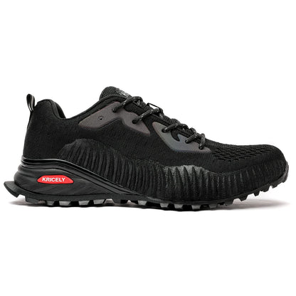 Kricely Men's Trail Running Shoes Fashion Hiking Sneakers for Men Black Tennis Cross Training Shoe Mens Casual Outdoor Walking Footwear Size 12