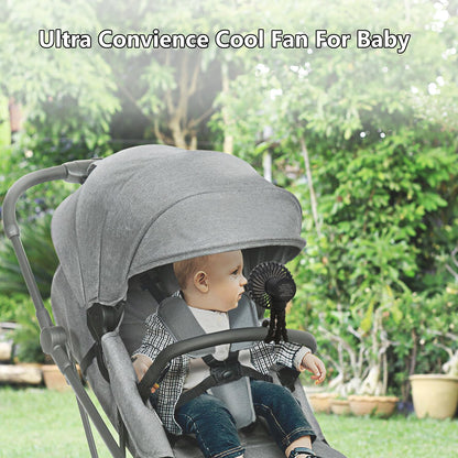 RUN HELIX Stroller Fan Portable with Flexible Tripod Battery Operated Handheld Fan Mini with 3 Speeds USB Rechargeable Baby Fan for Stroller,Car Seat,Desk - Black