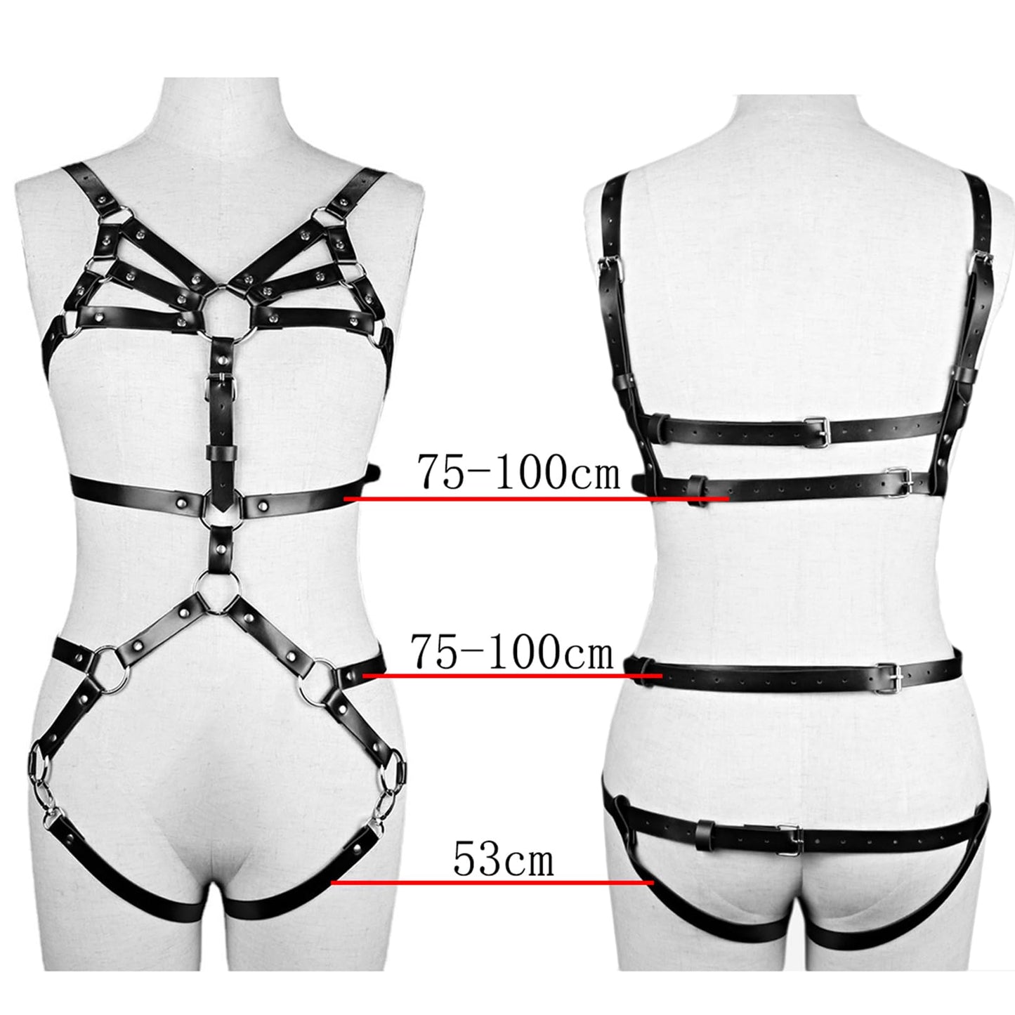 HYIJCSUC Punk Belts PU Leather Body Chain Waist Belt Womens Body Harness Belt Adjustable Leather Caged Harness Lingerie Set for Nightclub Dress Cosplay Costume Clubwear Masquerade Party