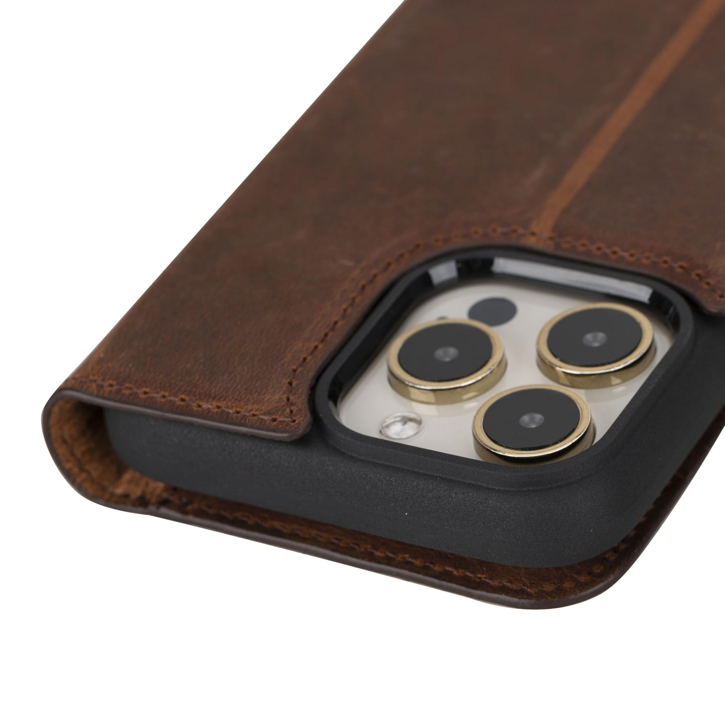 VENOULT Detachable Wallet Case for iPhone 15 Pro MAX, 4 Card Holder Wallet, Man or Women Folio Cover, Compatible with Magsafe, RFID, Genuine Leather, Kick Stand (Vintage Brown)