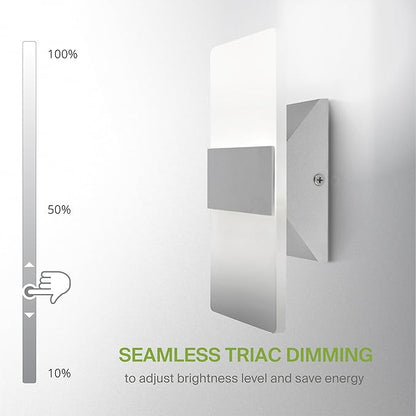 ASD 8 Inch LED Indoor Wall Sconce - Modern Interior 10W 120V 2700K-5000K Adjustable Dimmable Wall Mounted Light Fixtures, Acrylic Glass Wall Lights for Stairway, Hallway - ETL, Brushed Nickel
