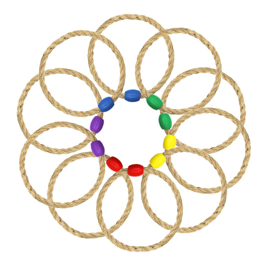 10 Pcs Multicolor Sisal Rope Ring Toss Game Replacement Parts for Adults and Kids, Outdoor Toss Rings for Agility/Speed Practice and Yard/Lawn Games for Party (5 Colors - Blue Purple Red Yellow Green)