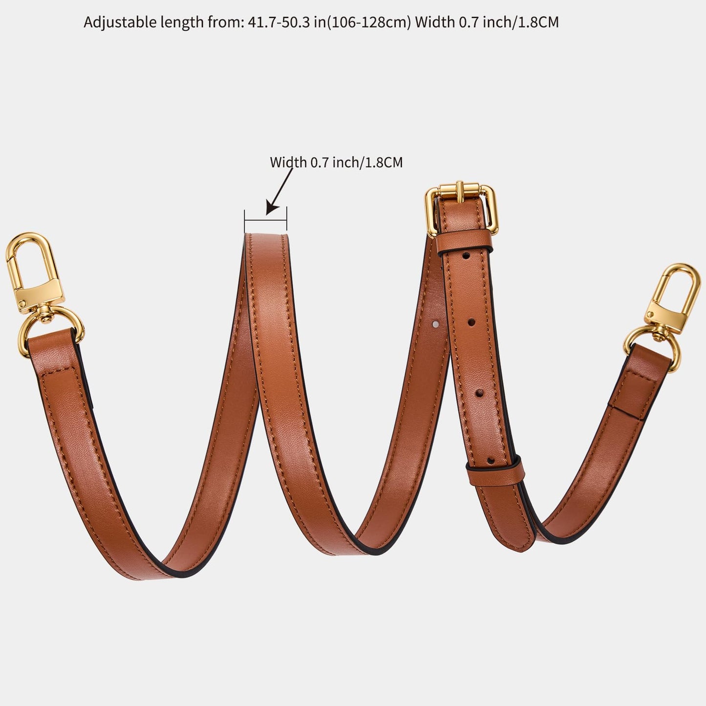 LWMYFZX Genuine Vachetta Leather Crossbody Strap | Adjustable Replacement Shoulder Strap for Handbags, Purses & Clutches (Brown)