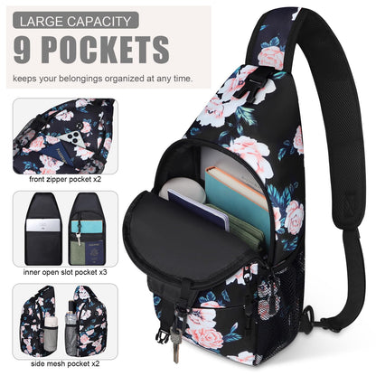 Crossbody Bags for Women Men Trendy Sling Bag Bakpack Casual Chest Bag with Convertible Shoulder Strap