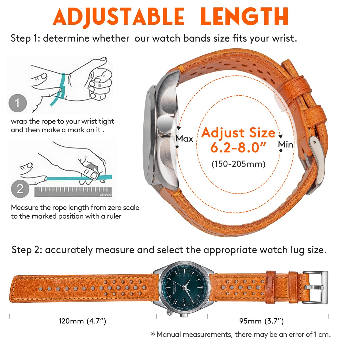 Quick Release Watch Band, Genuine Perforated Leather Watch Strap - Replacement 18 20 22 24mm Watch Bands for Women & Men - Stainless Steel Buckles - Compatible with Regular & Smart Watch Bands