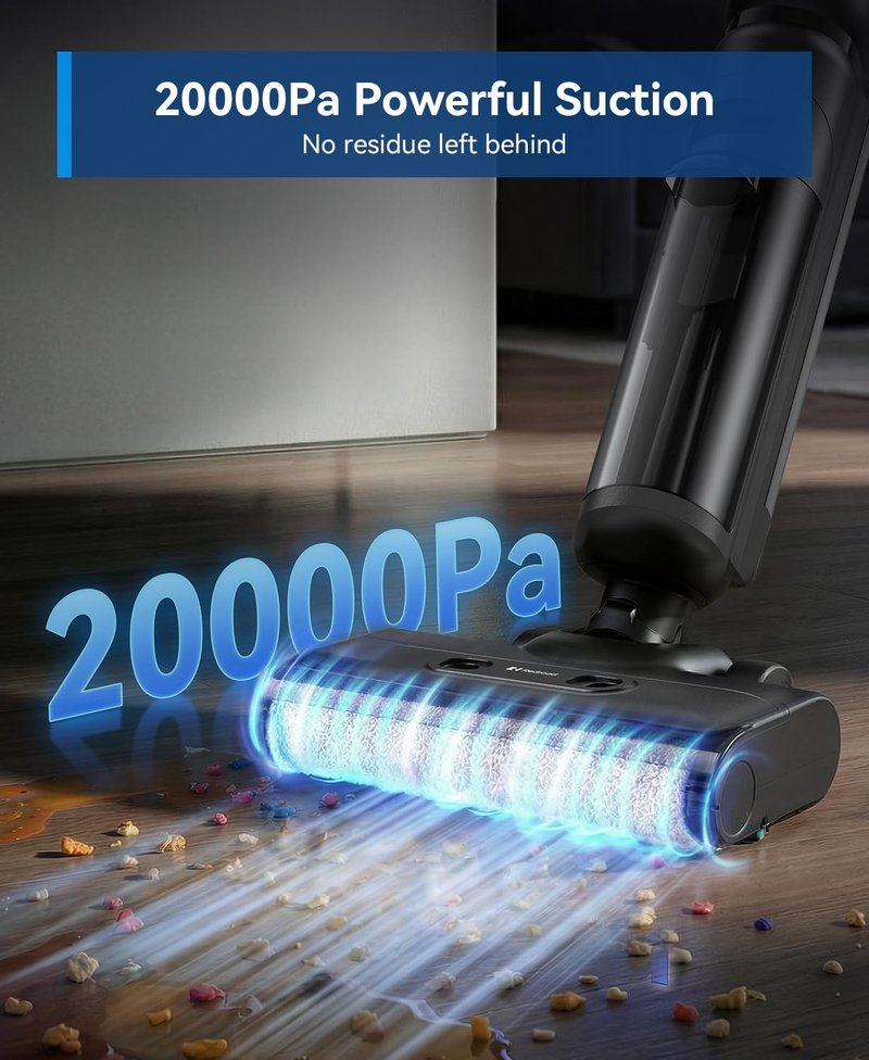 Redroad Wet Dry Vacuum Cleaner,22KPa Wet Dry Vacuum Mop with Self-Cleaning,Cordless Vacuum Mop All in One,Up to 75 Mins Runtime,One-Step Self Cleaning,Anti-Tangle Design,SmoothDrive Tech,Lightweight
