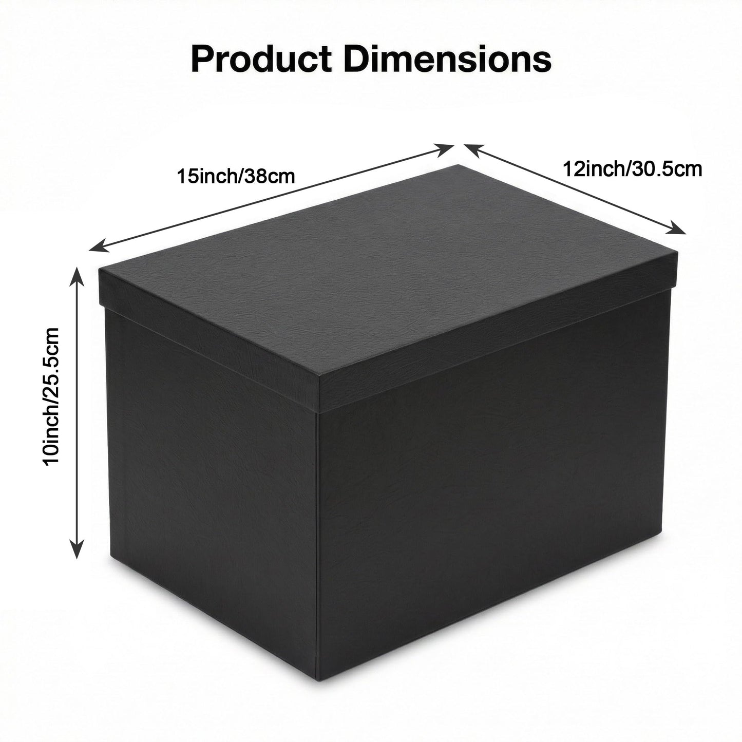 Rinrda Extra Large Gift Box,15x12x10 Inches Black Gift Boxes with Lids for Presents,10-inch Deep Box for Birthday Valentine's Day Graduation Anniversary.Contains Card Ribbon Shredded paper