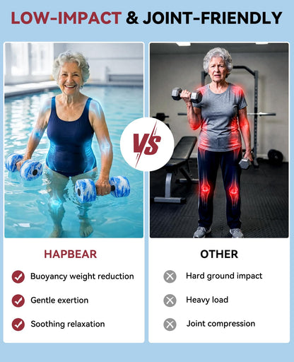 HAPBEAR 3-in-1 Aquatic Exercise Dumbbells, Adjustable Water Weights for Pool Exercise, High-Density EVA Foam Barbell for Water Aerobics Equipment, Physical Therapy & Joint-Friendly Strength Training