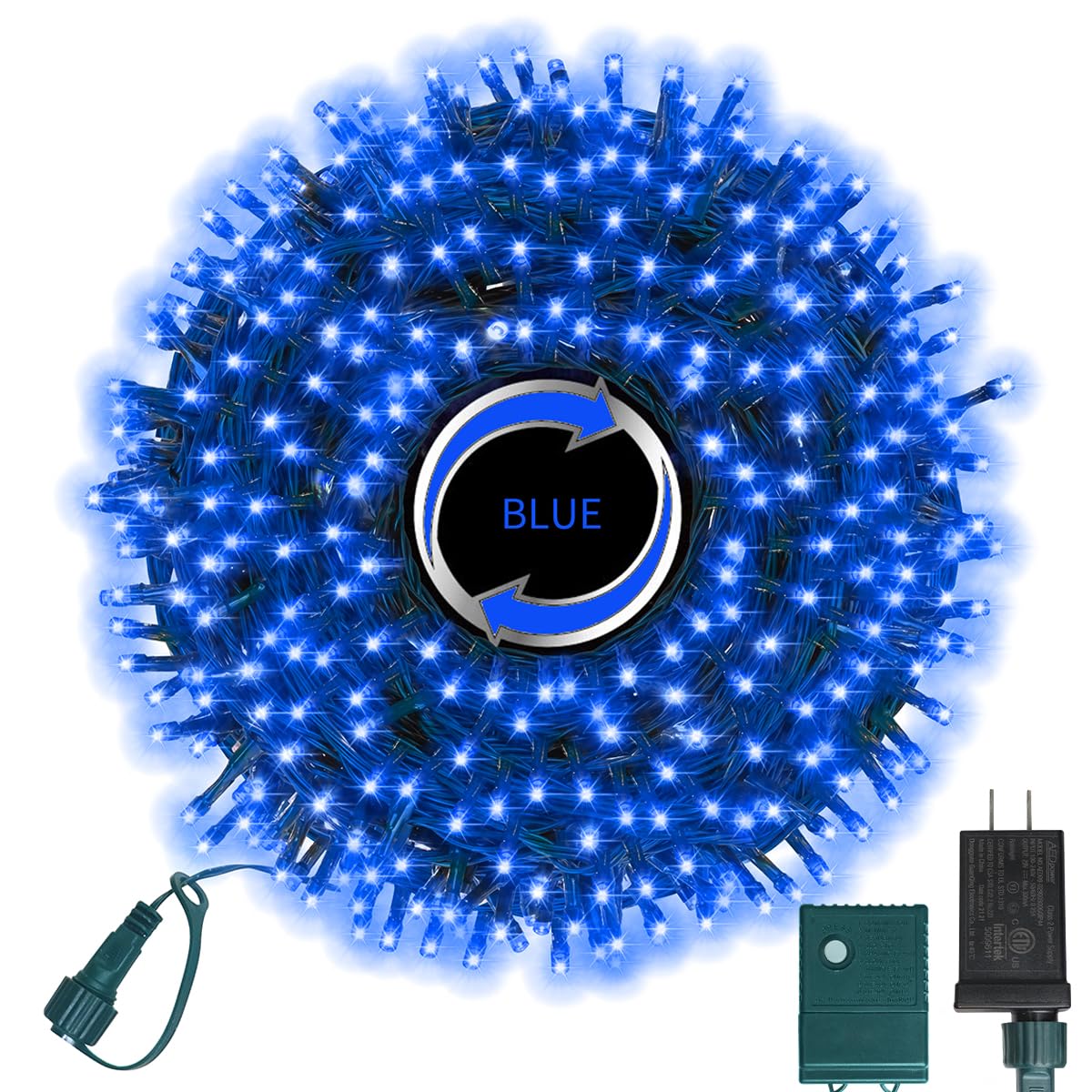 LAMPHOME 500 LED Blue String Lights, 46ft 11 Modes Connectable LED Lights, Waterproof Blue Fairy Lights Plug in, Christmas Tree Lights Outdoor for Xmas Party Garden Bedroom Decor