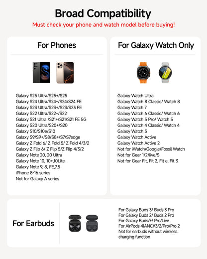 Wireless Charger for Samsung, 3 in 1 Wireless Charging Station for Samsung Galaxy S25 Ultra/S24 Ultra/S23/S22/Note 20/Z Flip 7/Fold 6, Charger for Samsung Galaxy Watch Ultra/8/7/6, Galaxy Buds 3/3 Pro