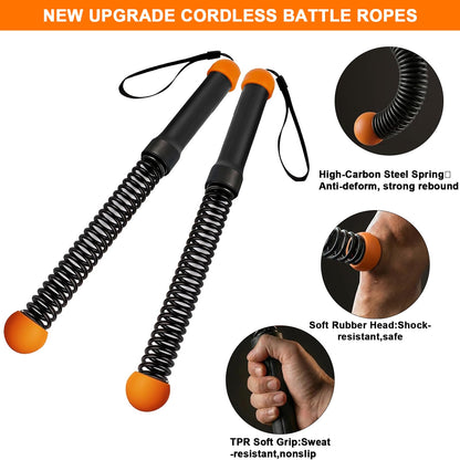 Weighted Ropeless Battle Ropes, Heavy Duty Portable Cordless Battle Ropes for Home Gym, Exercise Equipment for Low-Impact Aerobic Training, Strength & HIIT, for Men & Women