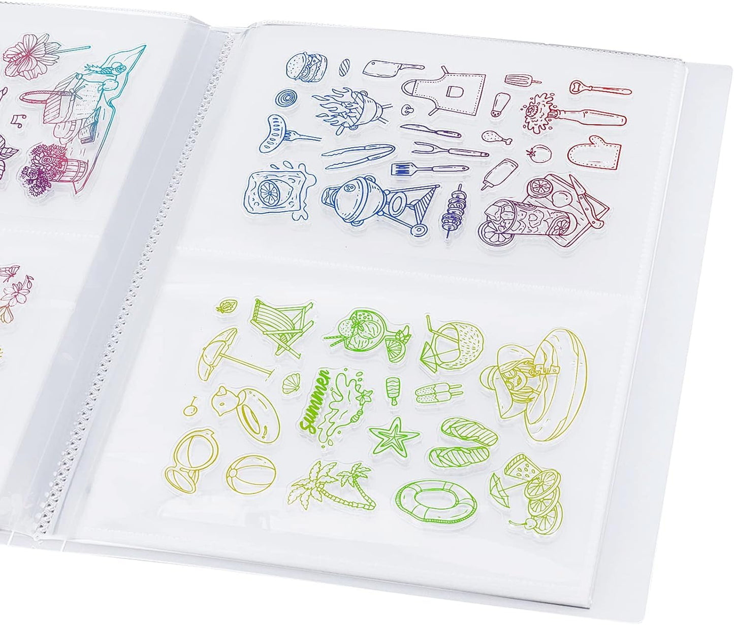 GLOBLELAND 80 Pockets Clear Stamps Storage Album Cut Dies Storage Bag Embossing Folder Keeper Cards Folder Bag for DIY Scrapbooking Arts Crafts Collecting 5.11x7inch