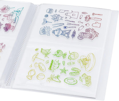 GLOBLELAND 80 Pockets Clear Stamps Storage Album Cut Dies Storage Bag Embossing Folder Keeper Cards Folder Bag for DIY Scrapbooking Arts Crafts Collecting 5.11x7inch