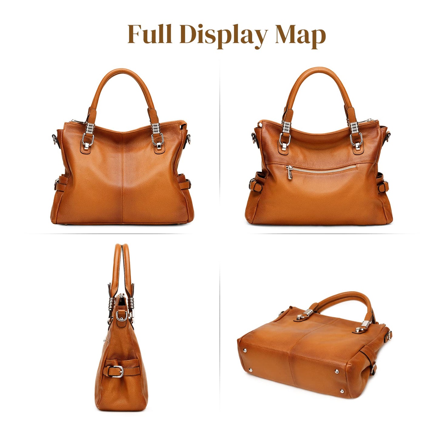 S-ZONE Women Genuine Leather Handbag Shoulder Purse Satchel Tote Crossbody Bag
