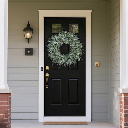 26''Large Artificial Eucalyptus Wreath for Front Door(White-Green)