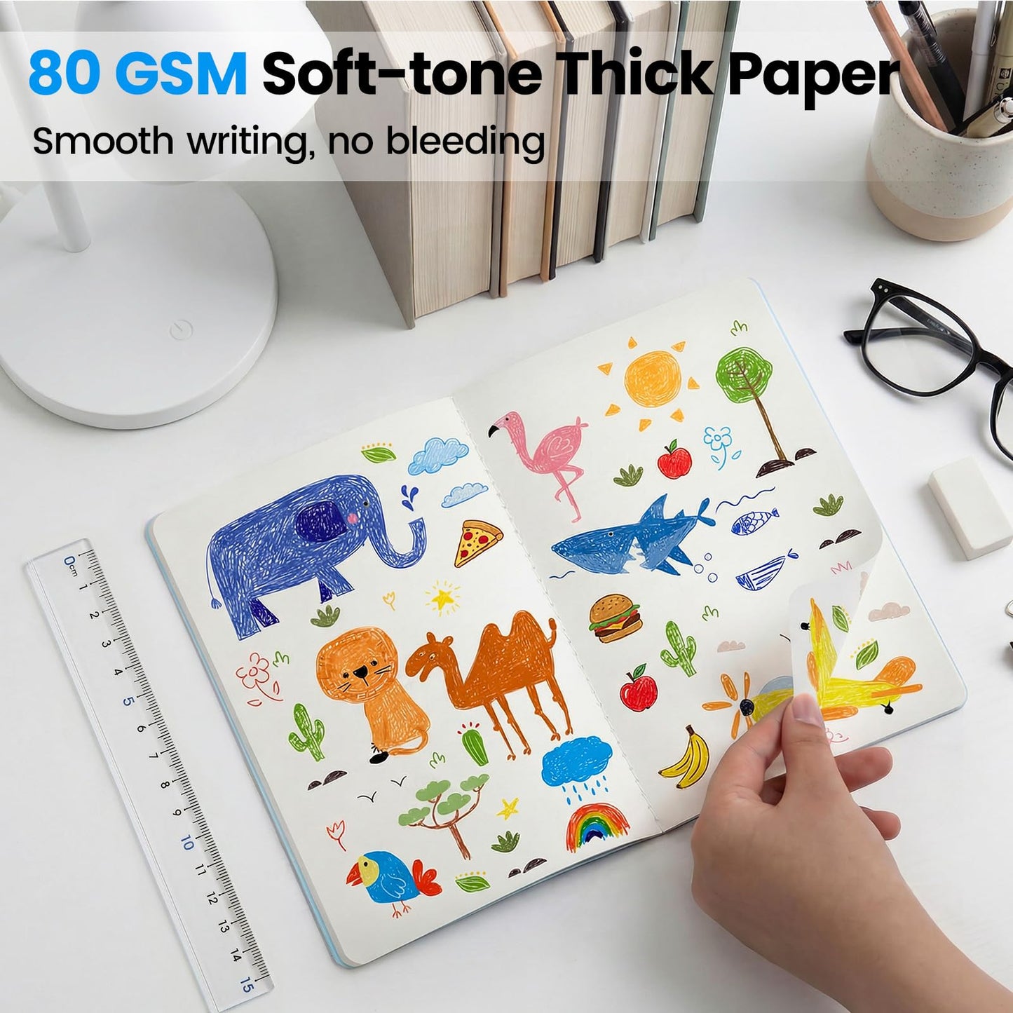 Foliom 12 Pack A5 Colorful Notebooks – Blank Journal Bulk Set, 12 Colors, 230g Thick Kraft Cover, 60 Pages, 8.3x5.5 Softcover – Stitch Bound, Lays Flat, Cream Paper, No Bleed