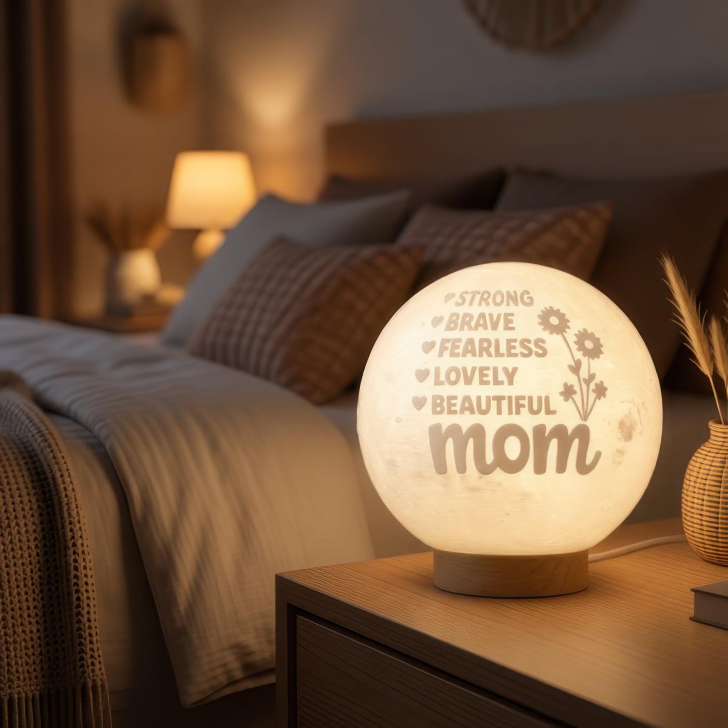 Funnytree Mothers Day Mom Birthday Gift Moon Lamp Night Light - Home Nursery Room Bedroom Office Desk Decor, Gifts for Women Wife Mom