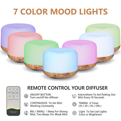 SACATR Essential Oil Diffusers for Home with 36 Oil Diffuser Sets, 500ml Aroma Diffuser for Essential Oils Large Room, Ultrasonic Cool Mist Diffuser Auto Shut-Off 4 Timers 15 Colors (36x5mL)