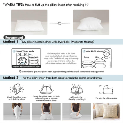 MIULEE Set of 4 Throw Pillow Inserts 20x20 Inches, 100% Virgin Filling Nowoven Pillow Inserts for Couch Sofa Living Room