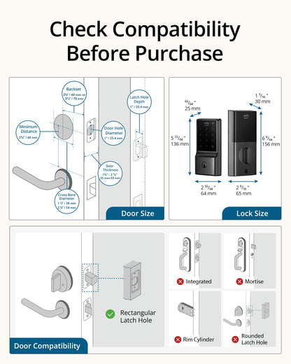 eufy Security Smart Lock C210, Keyless Entry Door Lock, Built-in WiFi Deadbolt, Smart Door Lock, No Bridge Required, Easy Installation, Touchscreen Keypad, App Remote Control, 4 AA Batteries Included