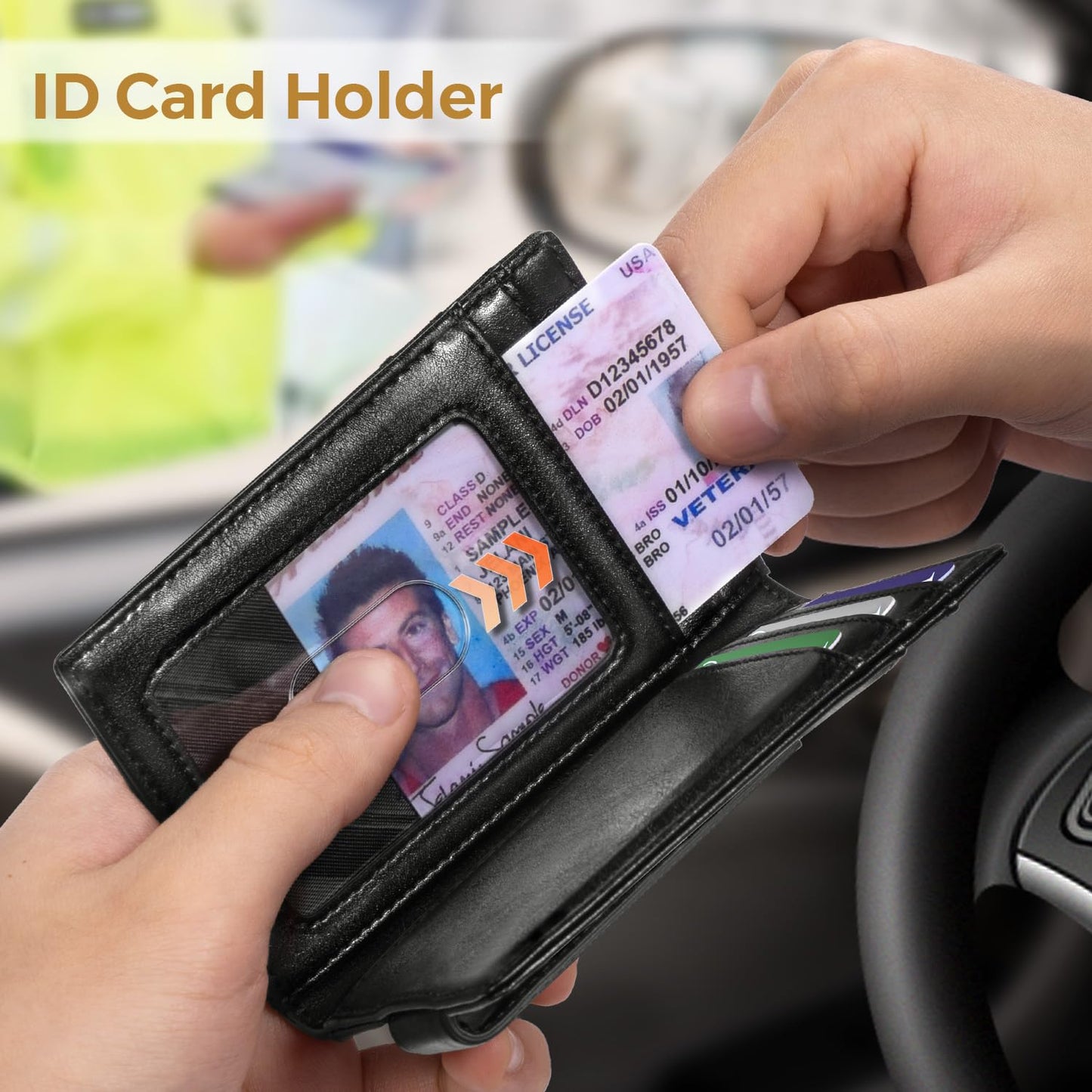 RUNBOX Magnetic Closure Slim Wallet for Men, Leather Front Pocket Wallet Holds 12 Cards, Rfid Blocking Card Wallet with Money Clip, Gifts for men
