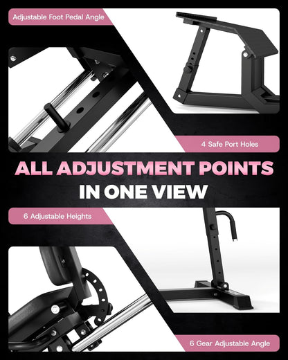 GOIMU LH01 Leg Press and Hip Thrust Machine Combo, 2 in 1 Leg Press Hack Squat Machine & Glute Bridge Machine for Home Gym, Leg Machine with Adjustable Degree, Lower Body Workout Equipment