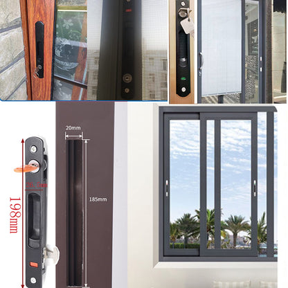 LINSHI Sliding Door Lock 2Pack Diecast Keyed Patio Sliding Door Handle Set for 1 in. to 1-1/8 in. Thick Sliding Glass Doors, Flush Mount, Keyed(Black)