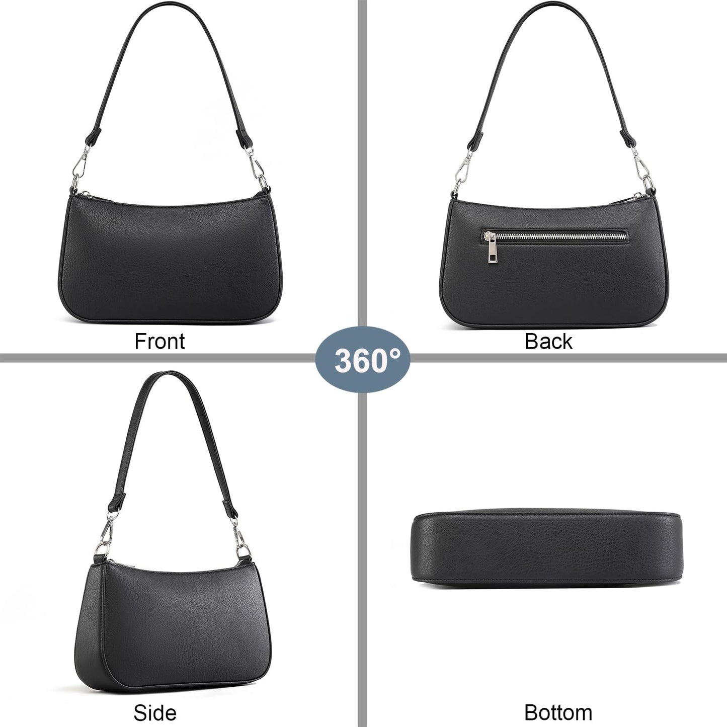 NIUEIMEE ZHOU Small Shoulder bag with 2 Removable Straps Cross Body Clutch Purse Handbag for Women