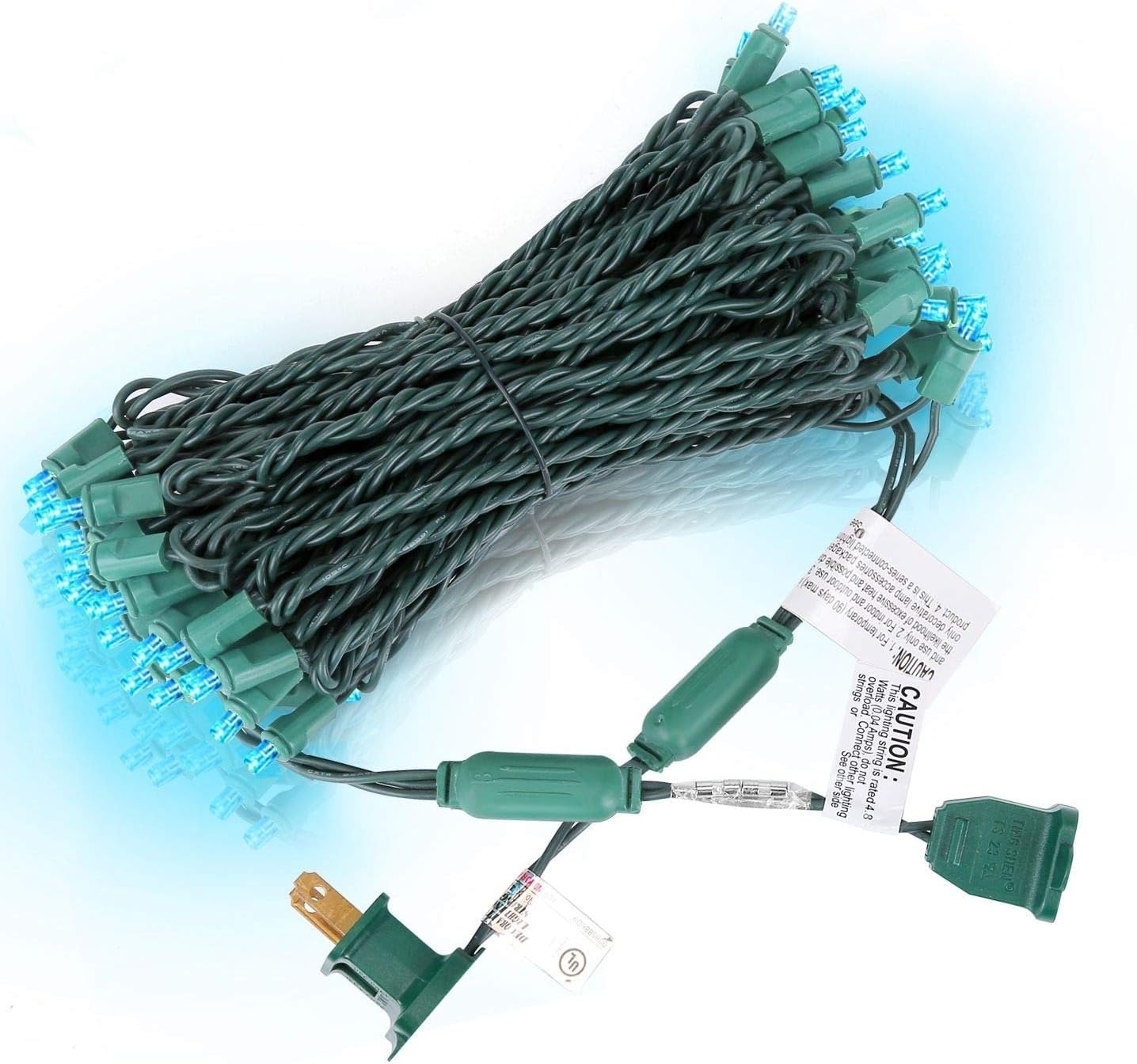 AIDDOMM 50 Counts Aqua LED Christmas Lights - 25ft 5mm String Lights Outdoor Commercial Grade Waterproof, Indoor Christmas Tree Decorations, Green Wire Mini String Lights, UL, IP:65