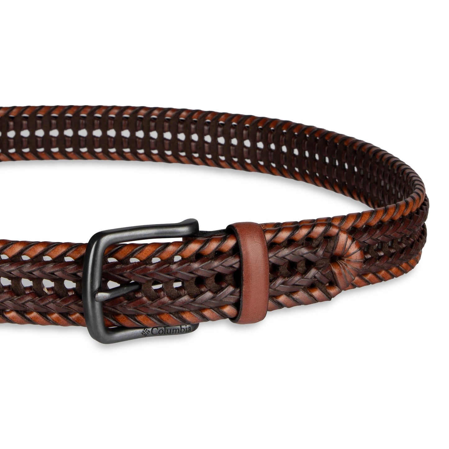 Columbia Men's Fully Adjustable Lace Braid Belt, Cognac, Small