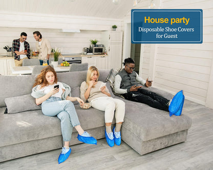 Shoe Covers Disposable Non Slip -100 Pack(50 pairs) 15.7'' Hygienic Waterproof Foot Booties Covers Recyclable Shoe Booties Covers for Indoors, Fits Up to US Men's 11 & US Women's 13