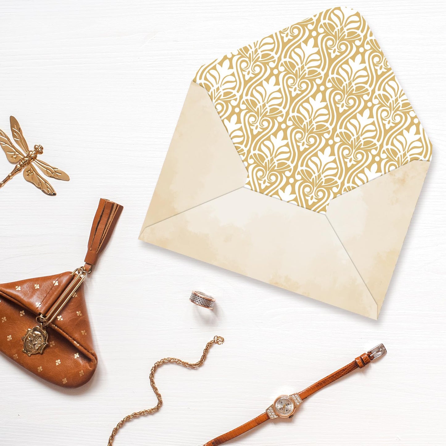 Whaline 60 Vintage Stationery Paper Set Gold Border Letter Writing Paper with Envelopes for Greeting Card Invitation Office Printing, 8.5 x 11 Inch