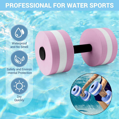 VEAREAR 2Pc Water Dumbells Water Aerobic Exercise Foam Dumbbell Pool Resistance Aquatic Dumbbell EVA Yoga Barbell Exercise Fitness Equipment Exercises Equipment for Weight Loss