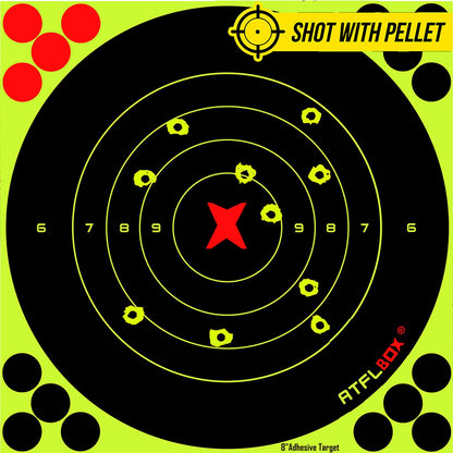 ATFLBOX 8 Inch Splatter Adhesive Bullseye Fluorescent Yellow Shooting Target Stickers, Shooting Outdoor and Indoor Ranges, Rective for Handguns, Rifle, Pistol, Pellet Guns, Airsoft, BB Guns (50 Pack)