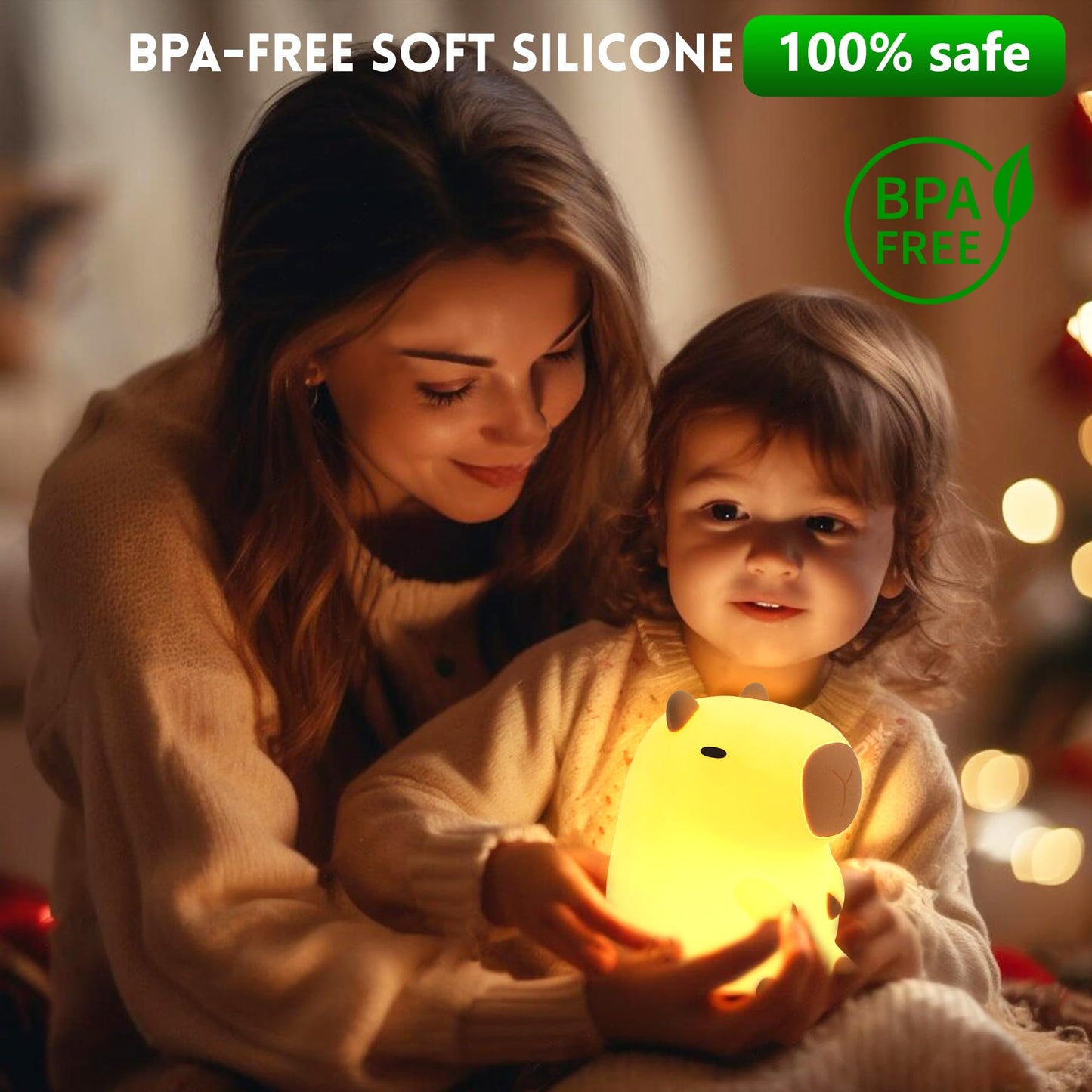 Okayera Capybara Night Light, Capybara Gifts for Kid Friend, Animal Squishy Silicone Nursery Lamp with Timer Dimmable, Rechargeable Bedroom Bedside Decor Birthday Graduation Xmas Present for Boy Girl