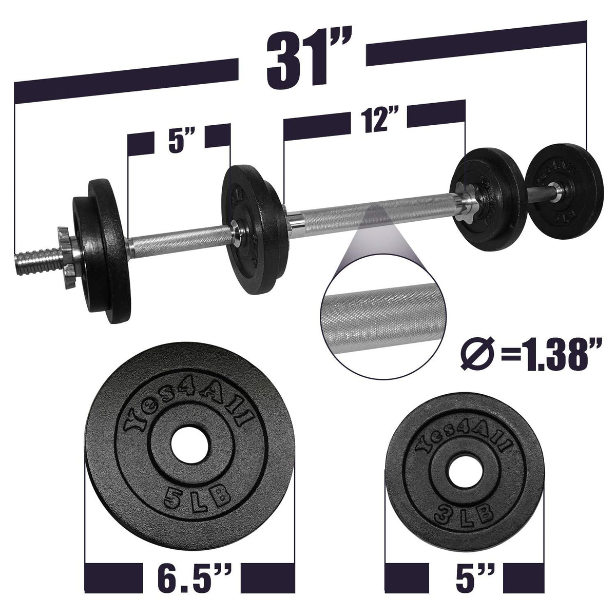 Yes4All Dumbbell Adjustable - 40lbs + Connector