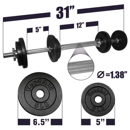 Yes4All Dumbbell Adjustable - 40lbs + Connector