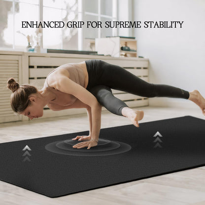 VTORY Extra Large Yoga Mat 6'x 4'x 12mm (1/2in) Thick Exercise Mat for Men and Women, Non-Slip, Durable Workout Mat for Home Workout, Yoga, Pilates, Stretching (Black)