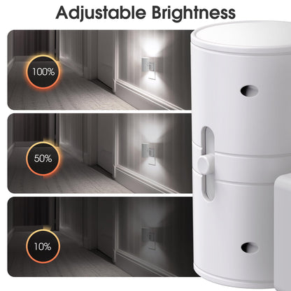 Briignite Night Lights Plug into Wall, Modern LED Night Light Plug in, Dusk to Dawn Sensor, Soft White 3000K, 0-100LM Adjustable Brightness, Dimmable NightLight for Hallway, Bedroom, Stairway, 2 Pack
