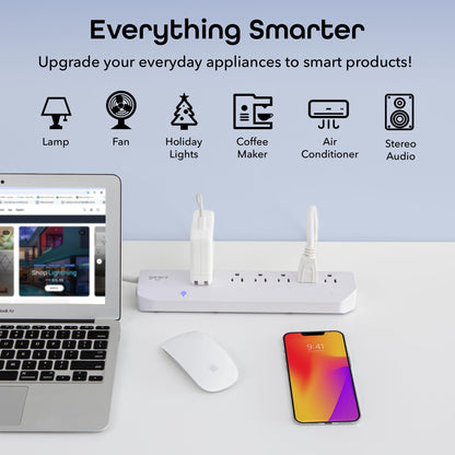 Geeni Smart Surge Protector 6-Outlet Power Strip – Wi-Fi Enabled with Voice Control (Alexa, Google Assistant), Surge Protection, 3ft Extension Cord, Remote Access
