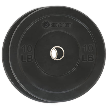 Body Sport Bumper Weight Plates for Training, 10 lb. (2-Pack) - Impact Absorbing Strength Discs with Stainless Steel Insert