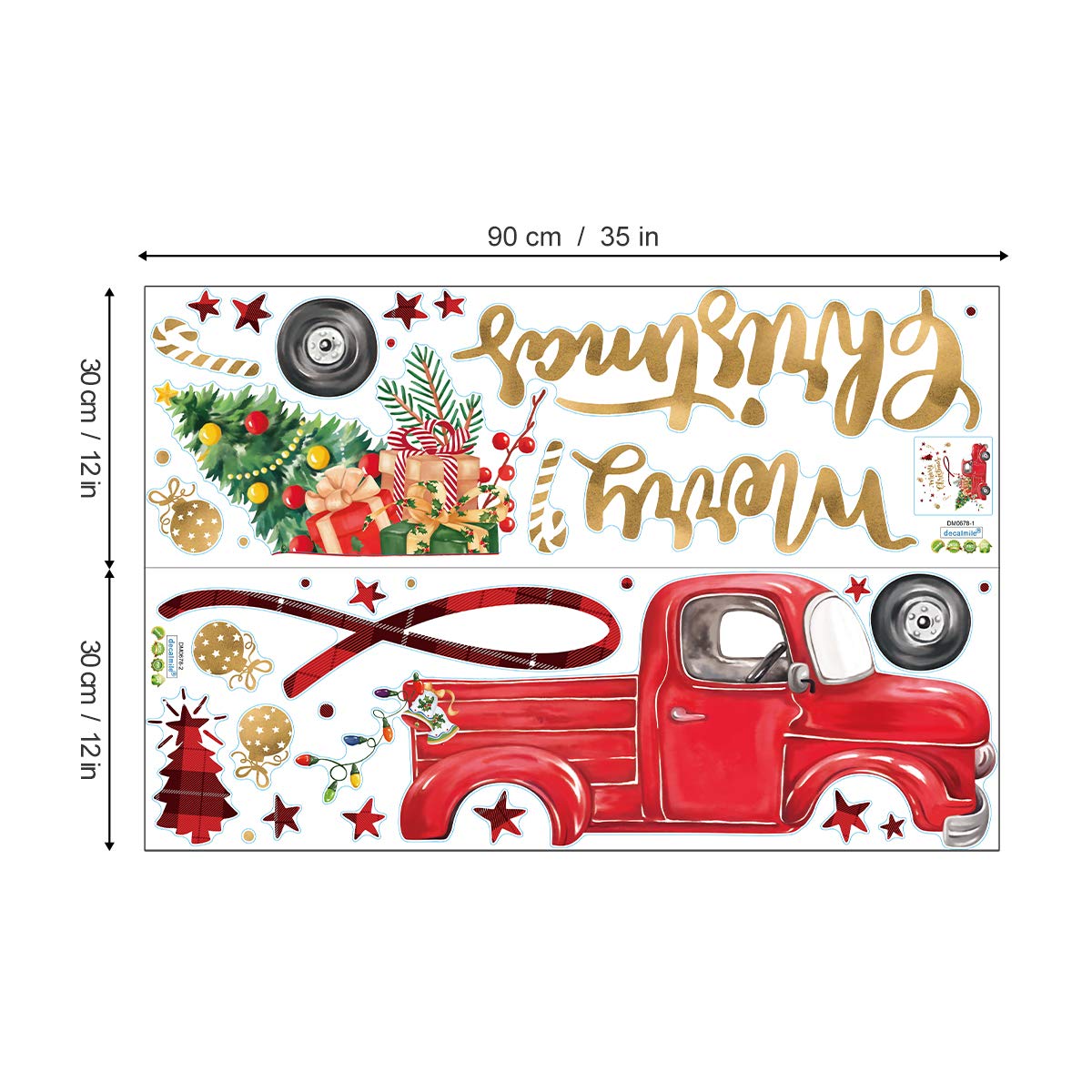 decalmile Merry Christmas Wall Decals Christmas Tree Truck Wall Stickers Dining Room Kitchen Door Window Glass Decoration Gifts