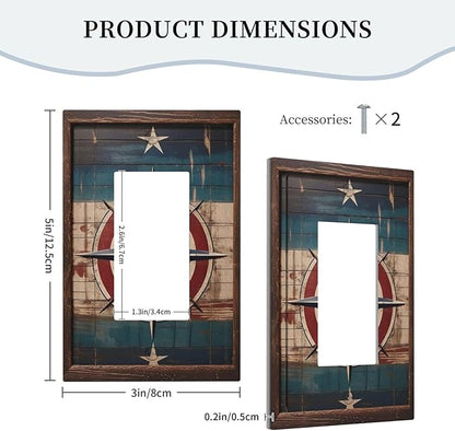 Decorative Art Light Switch Covers Nautical Rustic Star Emblem 1 Gang Rocker Outlet Decorative Switch plate Faceplate GFCI Light Switch Covers for Home Decor